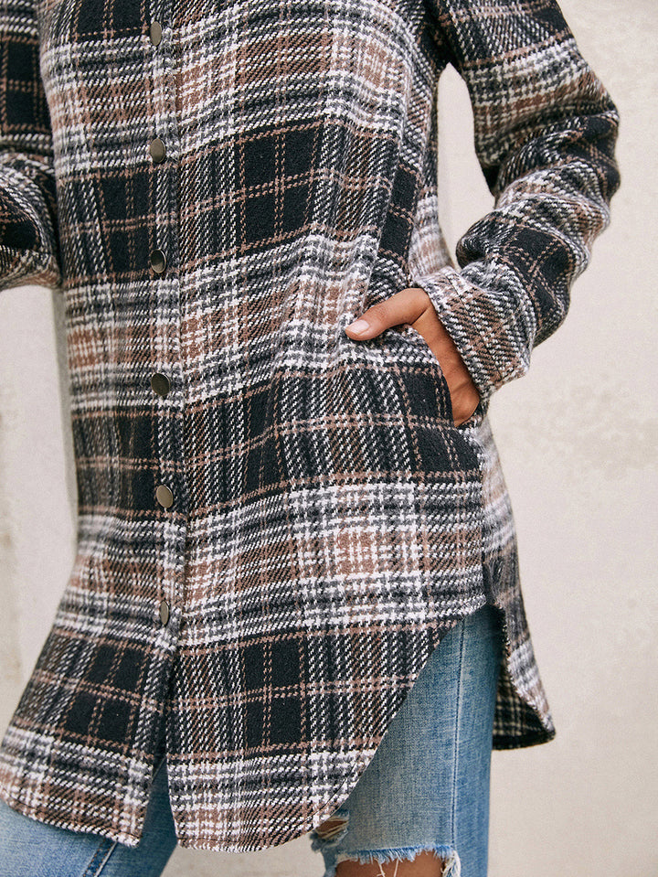 Loose Casual Plush Plaid Shirt Jacket
