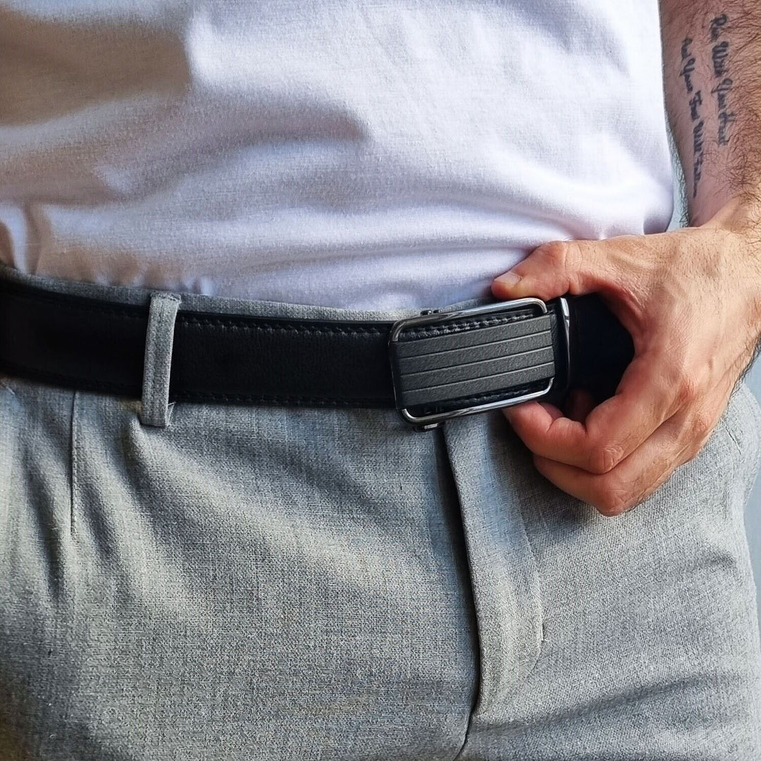 Microfiber PU/Leather Ratchet Belt - Adjustable Size - Slide Buckle