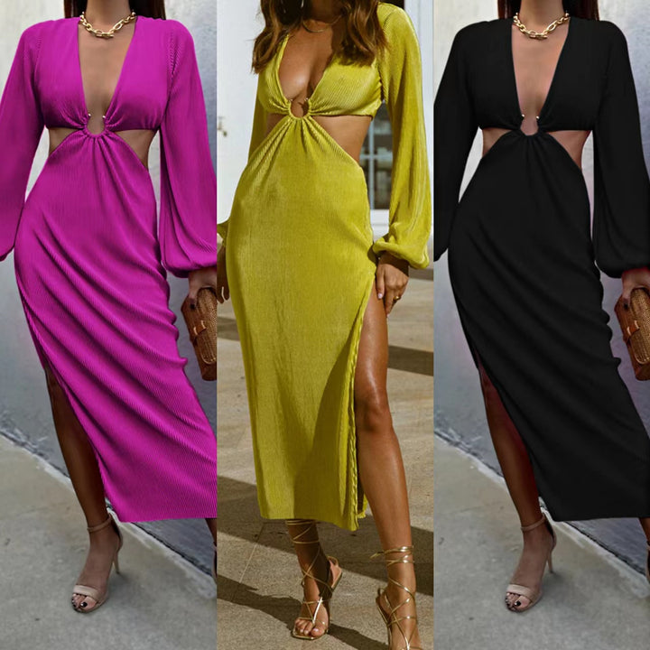 Pressed Pleated Waistless Women's Dress
