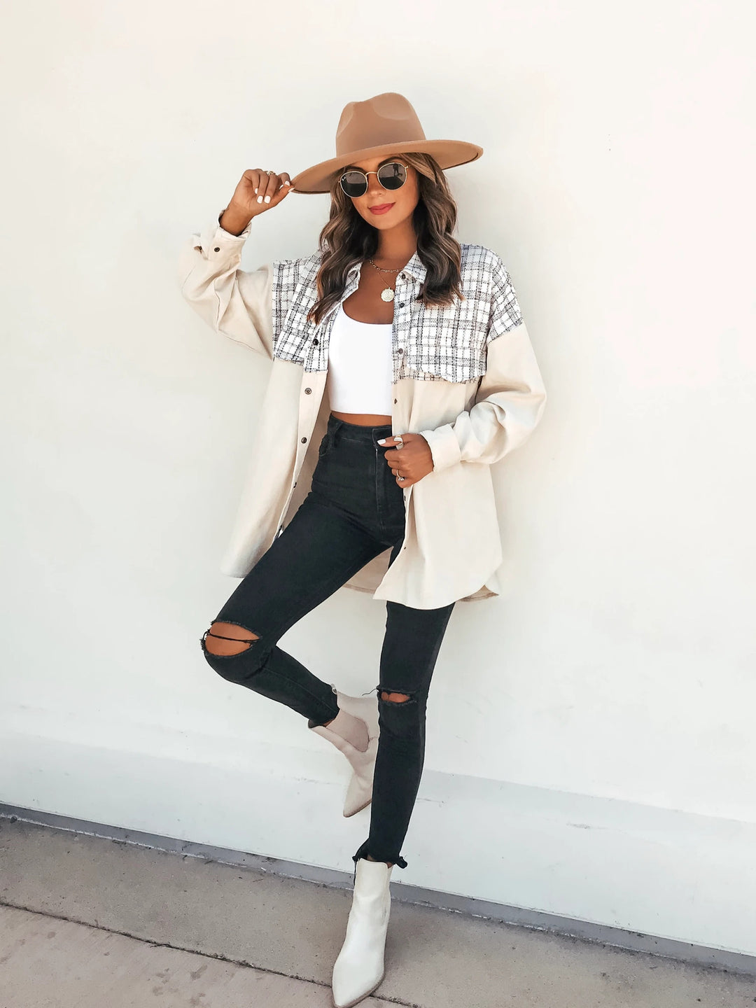 Casual Lapel Long Sleeve Plaid Jacket