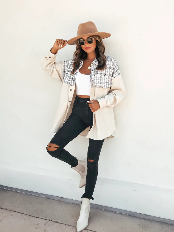 Casual Lapel Long Sleeve Plaid Jacket