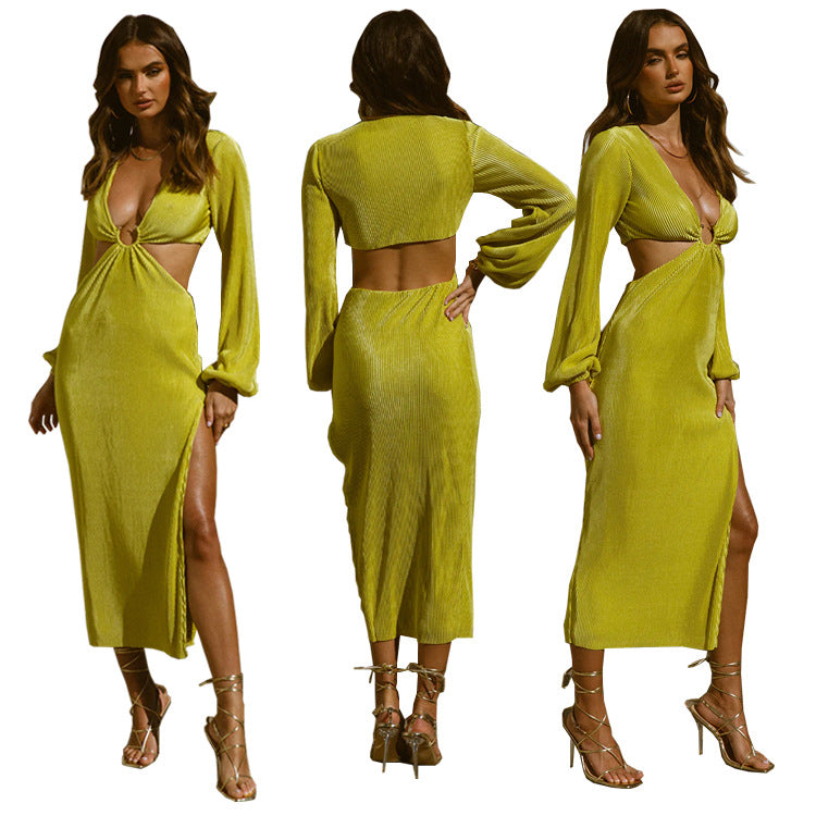 Pressed Pleated Waistless Women's Dress