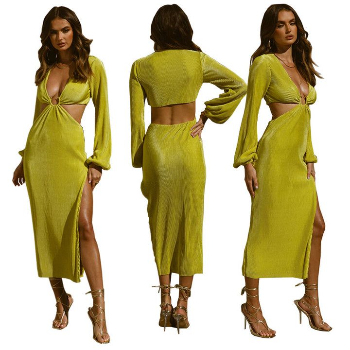 Pressed Pleated Waistless Women's Dress